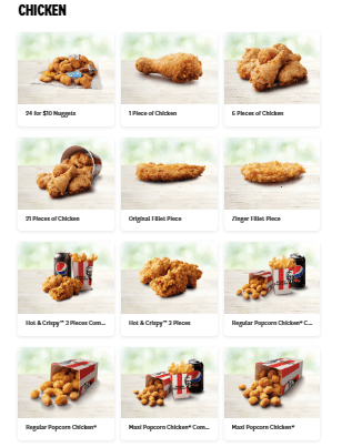 KFC MENU AUSTRALIA CHICKEN MENU WITH PRICE