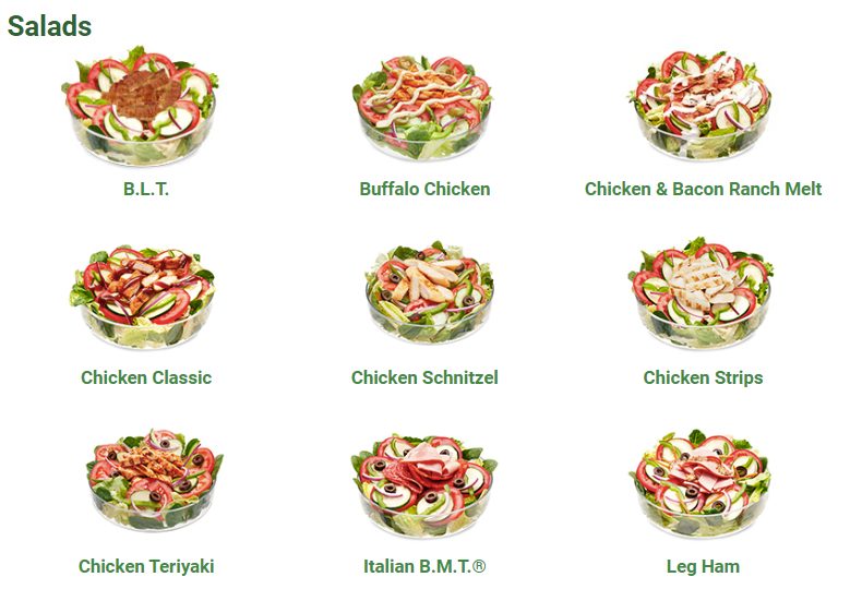 Salads Items Subway