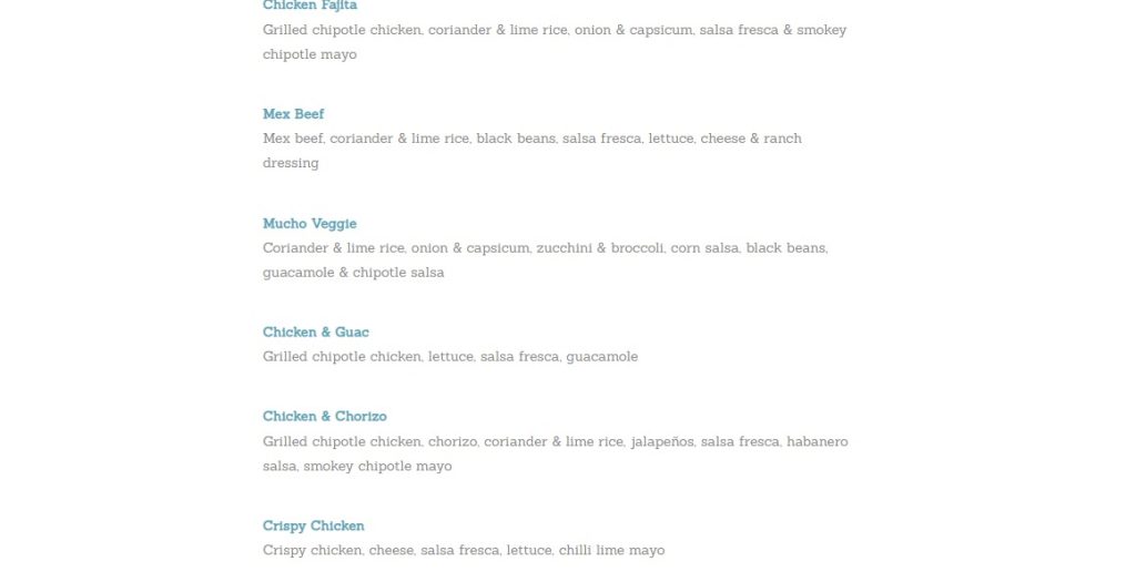 Salsas Menu