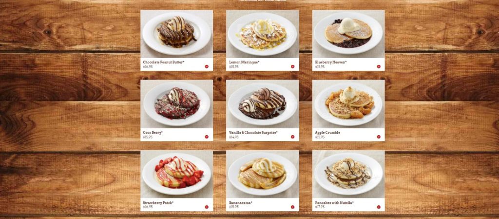 Pancakes On The Rocks Menu