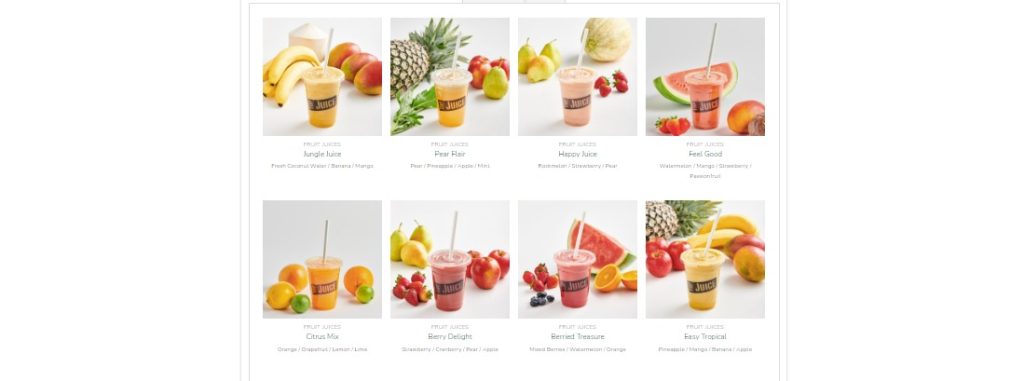 Top Juice Menu