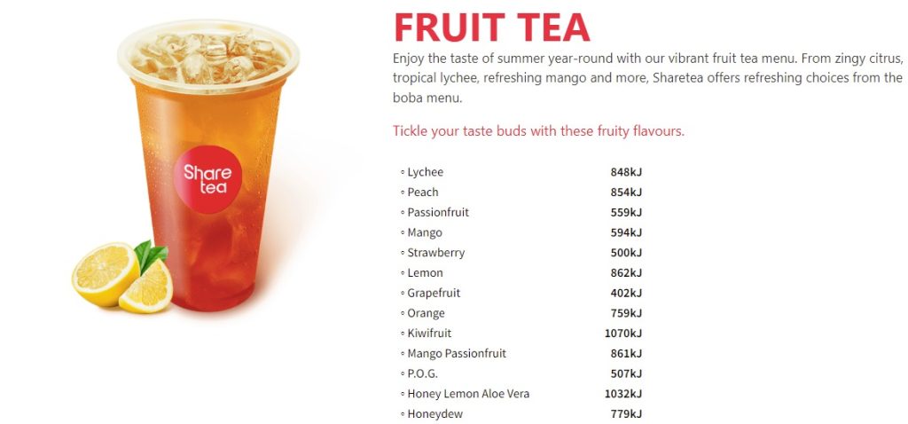 Sharetea Menu Prices Australia