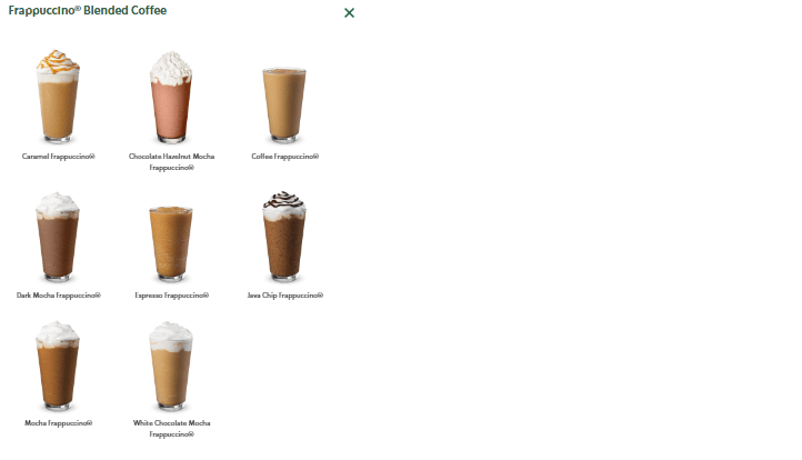 Starbucks Menu Frappuccino